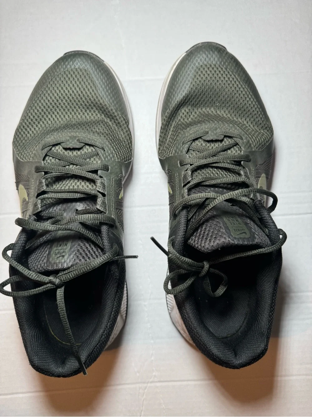 Nike Men’s Black Athletic Shoes with Olive Swoosh
